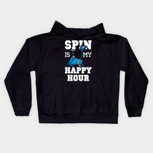 Spin is My Happy Hour Workout Fitness Spinning Cardio Saying Kids Hoodie